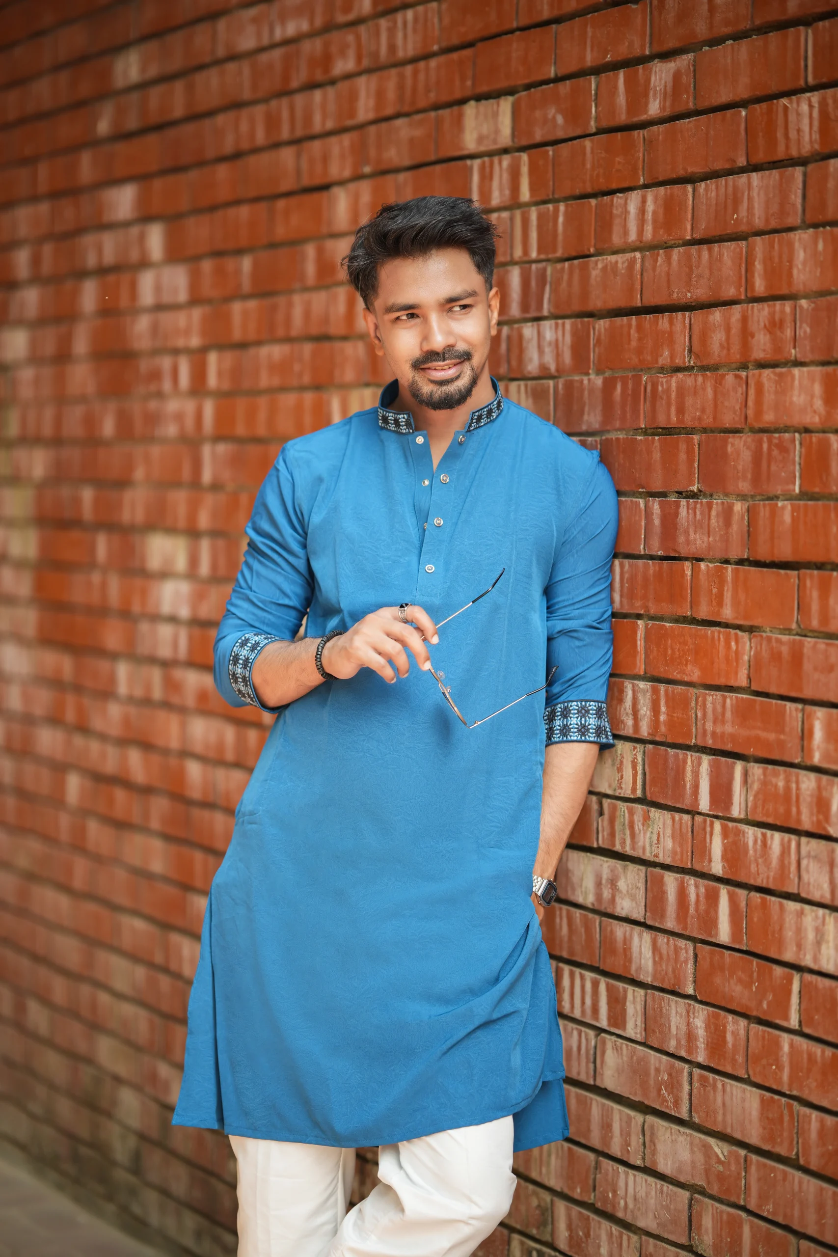 Premium Panjabi Vangchur -Petrol Blue - Image 2