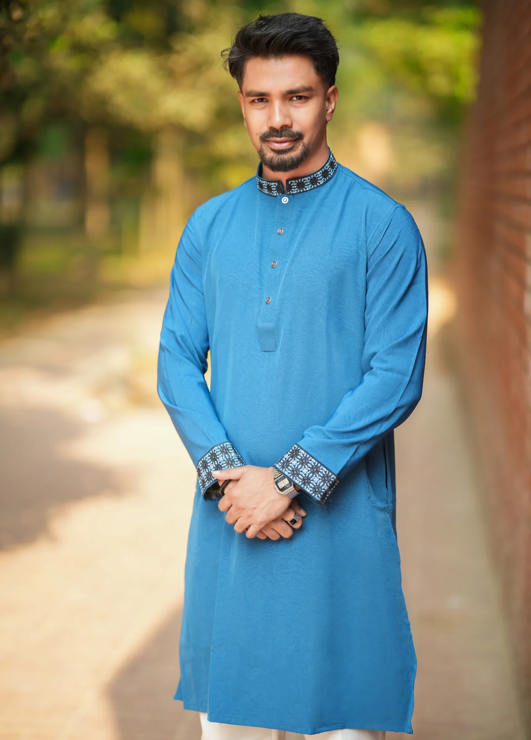 Premium Panjabi Vangchur -Petrol Blue