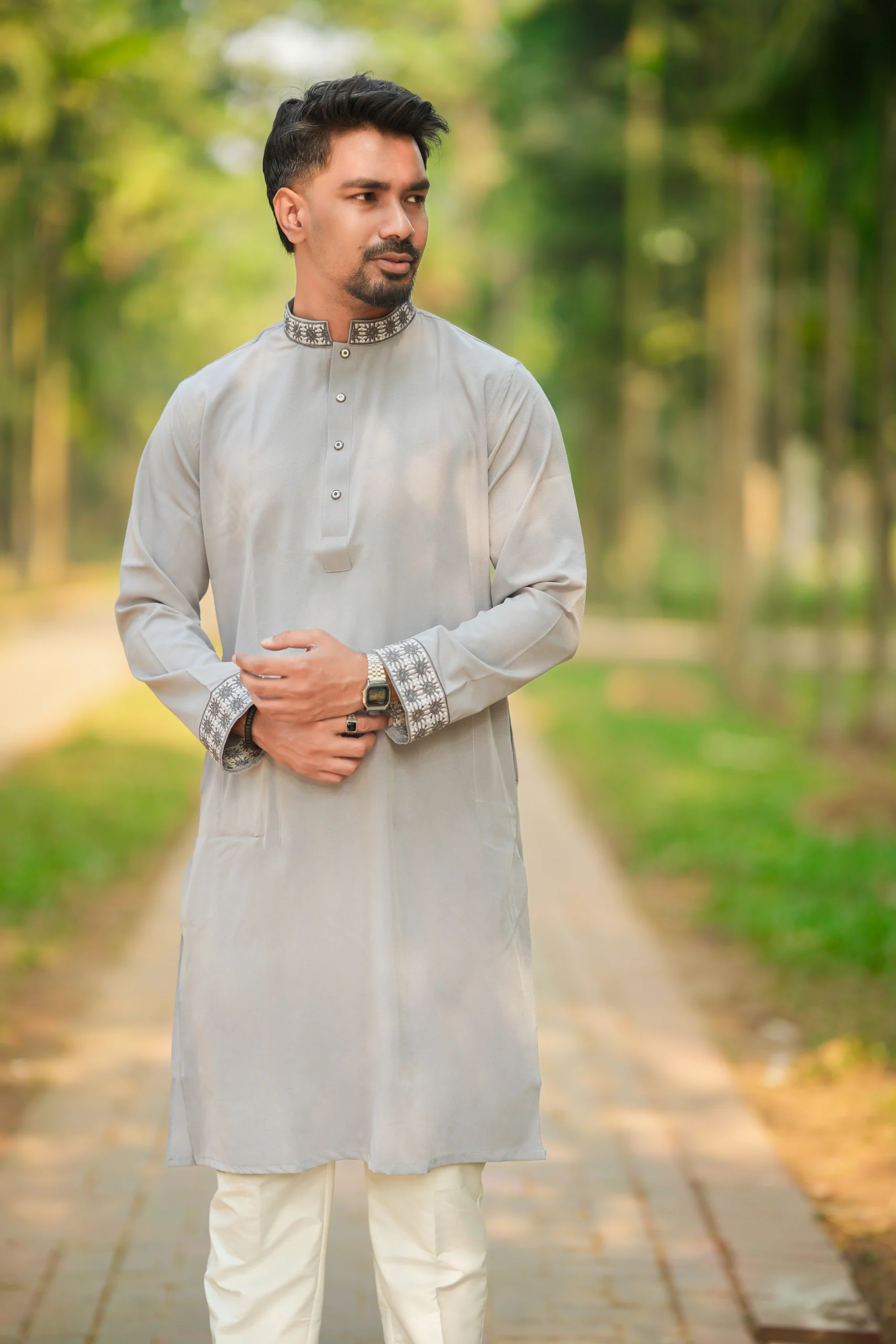 Premium Panjabi Vangchur -Ash - Image 3