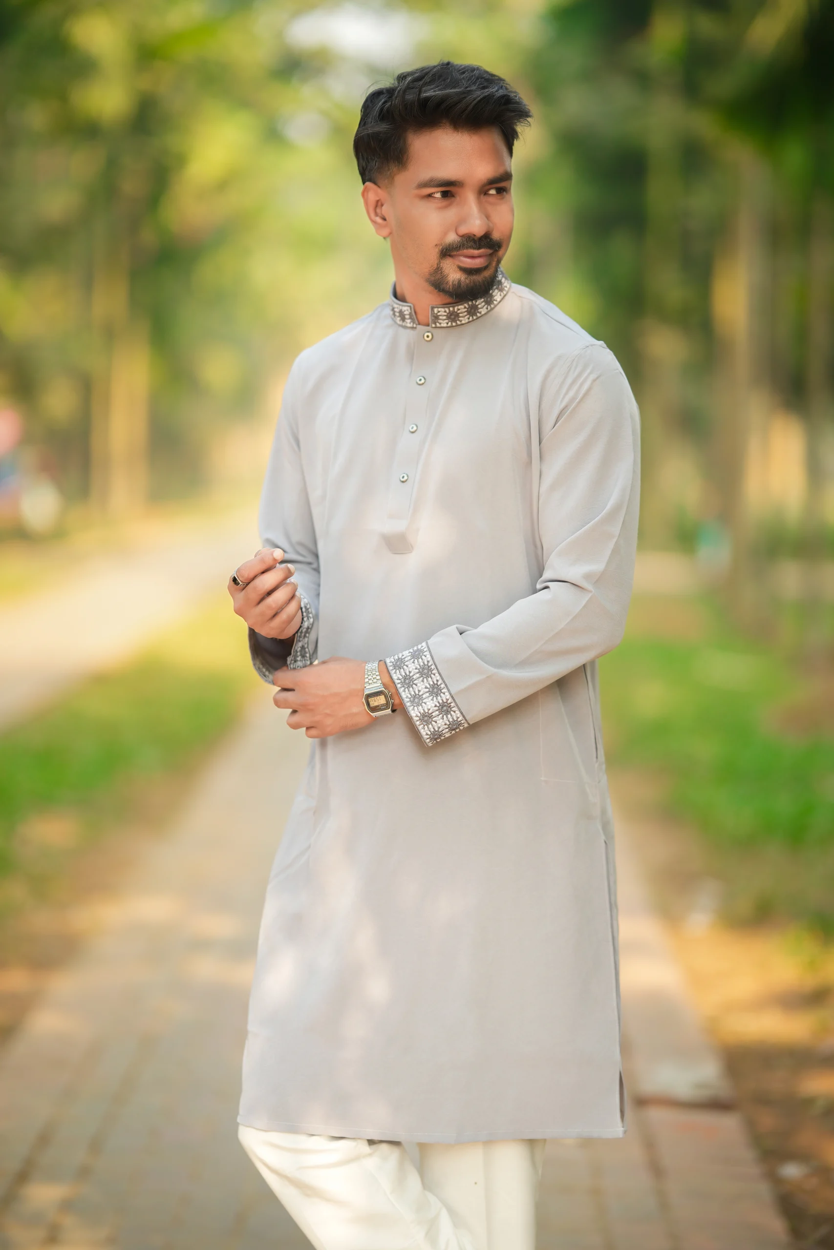 Premium Panjabi Vangchur -Ash - Image 2