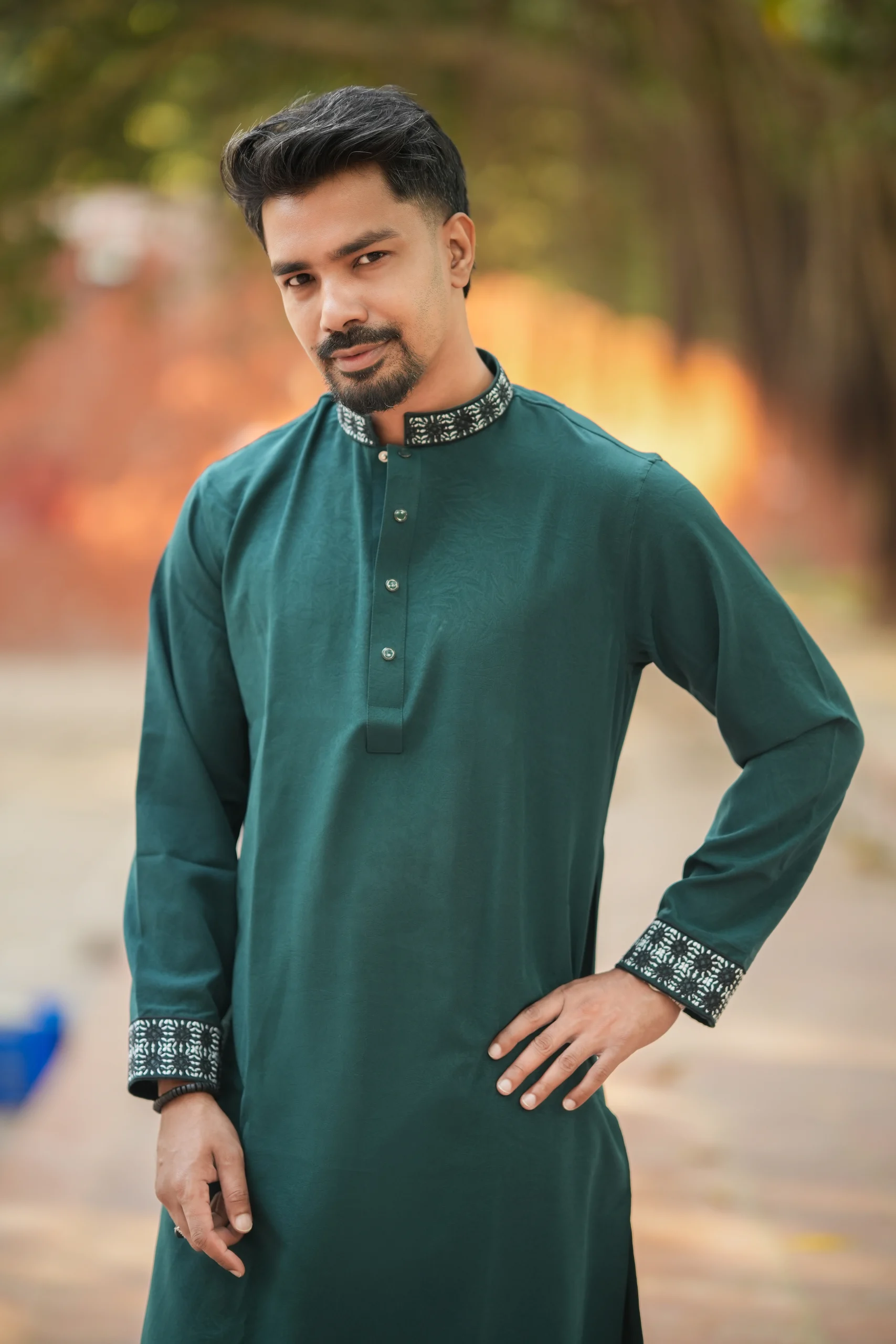 Premium Panjabi Vangchur - Sea Green - Image 3