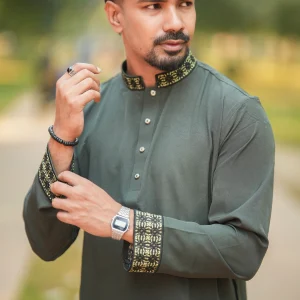 Premium Panjabi Vangchur -Olive